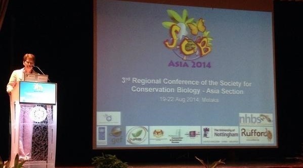 Photo Chris Ennew delivering a welcome talk at SCB Asia 2014, the 3rd Asia Section Meeting