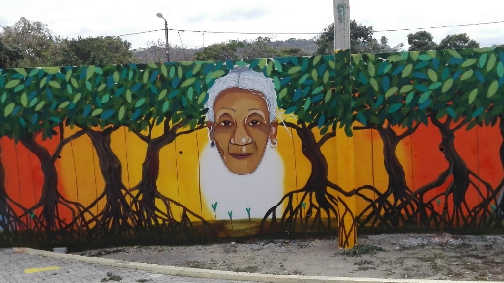 Photo Participatory mural built by members of the Tachina Esmeraldas Community. The communi