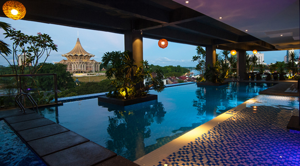 Photo View over the pool at The Waterfront Hotel Kuching